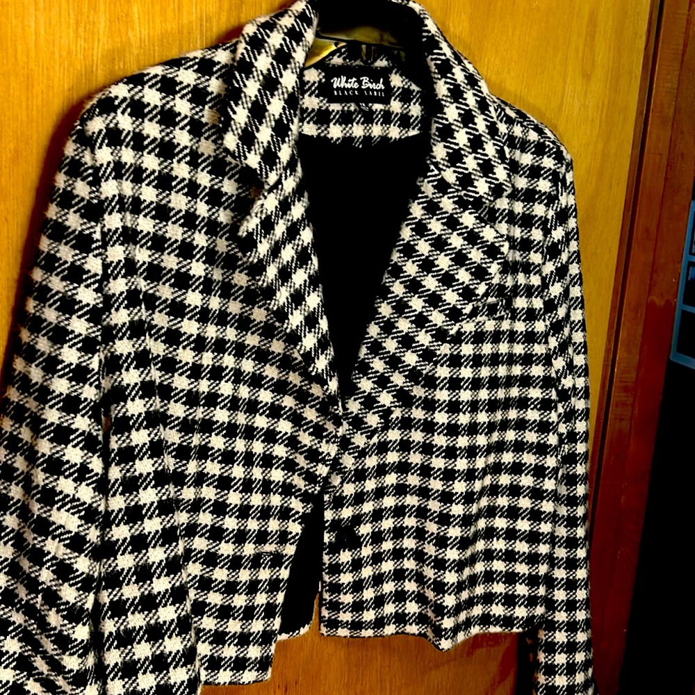 White birch, black label, black and white large checked blazer. Size 1x - Picture 3 of 8